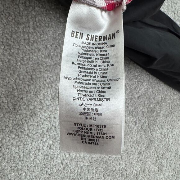 Ben Sherman Gingham Lined Full Zip Bomber jacket Mens Medium Black Cotton Casual - Picture 10 of 16